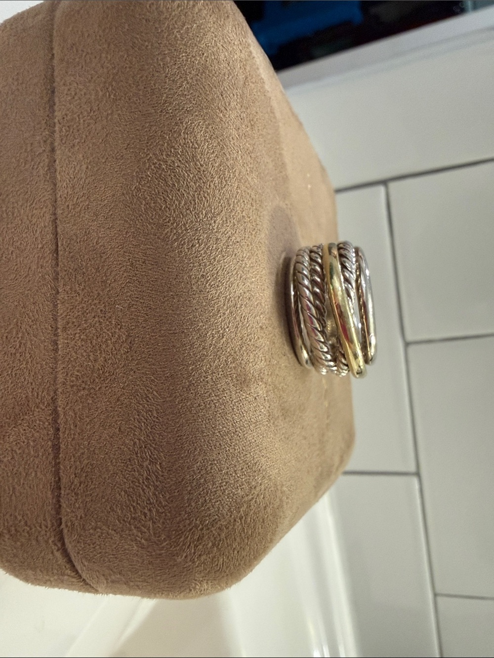 David Yurman Two-Tone Silver and Gold Multi-Band Cable Ring - Picture 13 of 16